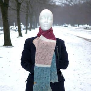 Stiking 3 Coloured Duck Egg Blue Ladies Scarf