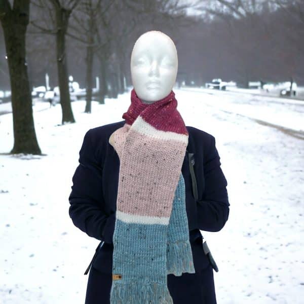 Stiking 3 Coloured Duck Egg Blue Ladies Scarf