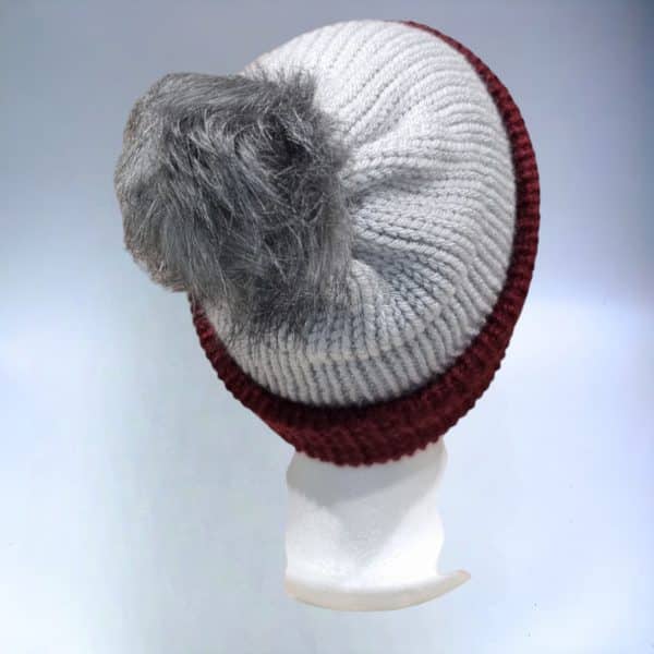 Winter Special Purple Triple Striped Wool Hat - Image 7