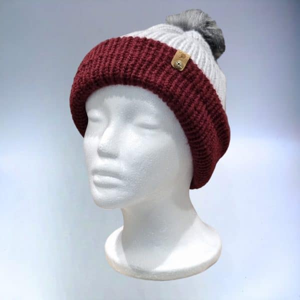 Winter Special Burgundy Triple Striped Hat - Image 4