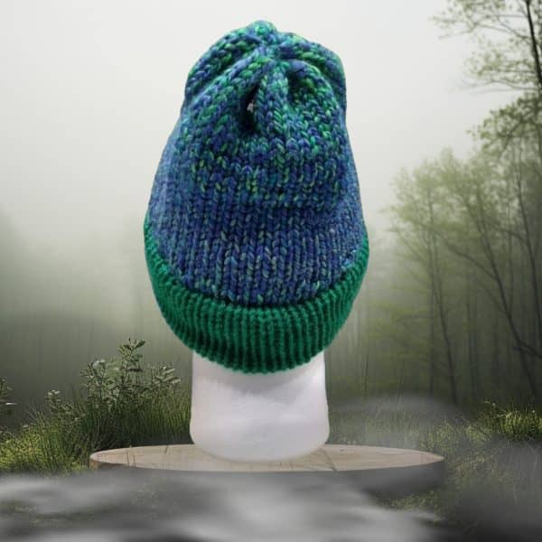 Outgoing Country Winter Vibe Merino Wool Hat in Blue & Green - Image 2