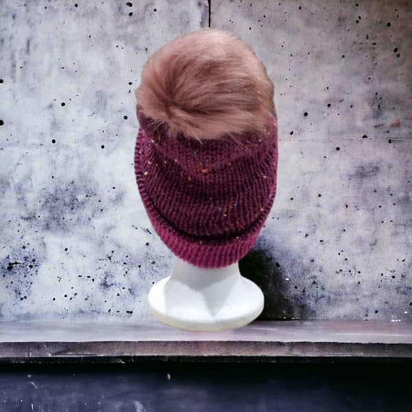 Ladies Aran Chunky Fleck Wool Hat - Image 2