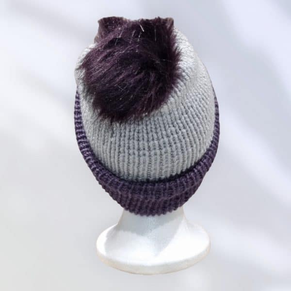 Winter Special Purple Triple Striped Wool Hat - Image 6