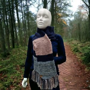 Special Triple Coloured Midnight & Rose Scarf