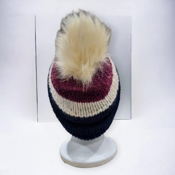 Midnight Blue Triple Coloured Wool Hat - Image 2
