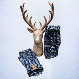 Easy Wear Winter 2 Blue - Wool Mix Fingerless Gloves