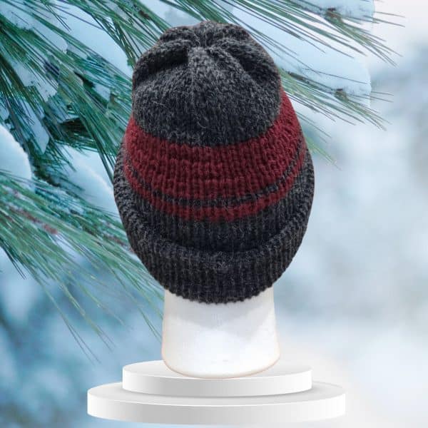 Sporting Anthracite &  Burgundy Striped Hat - Image 2