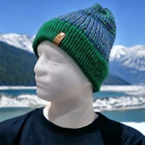 Outgoing Country Winter Vibe Merino Wool Hat in Blue & Green