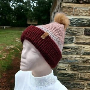Winter Special Burgundy Triple Striped Hat
