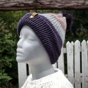 Winter Special Purple Triple Striped Wool Hat