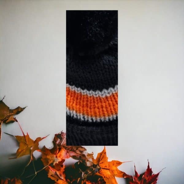 Bright Orange & Black Striped Woolly Hat - Image 3