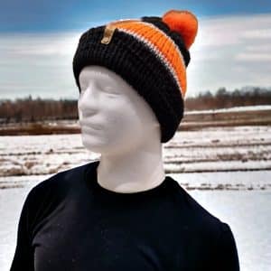Bright Orange & Black Striped Woolly Hat