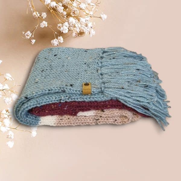 Stiking 3 Coloured Duck Egg Blue Ladies Scarf - Image 2