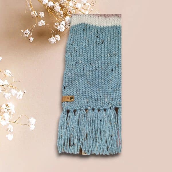Stiking 3 Coloured Duck Egg Blue Ladies Scarf - Image 4