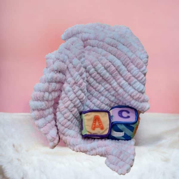 Super Comfy Hand Knitted Baby Pompom Blanket 3 Colours - Pink, Blue or White - Image 3