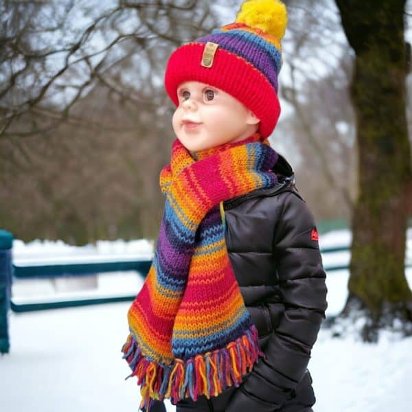Dark Mutli-Coloured Striped Rainbow Scarves