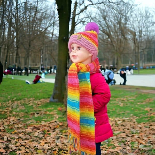 Bright Striped Colourful Rainbow Scarves - Image 2