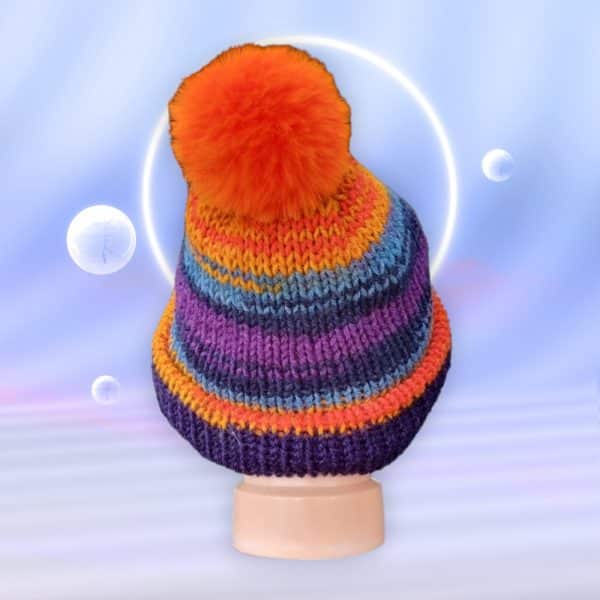 Baby Striking Mutli-Colourful Rainbow Wool Hat - Image 3