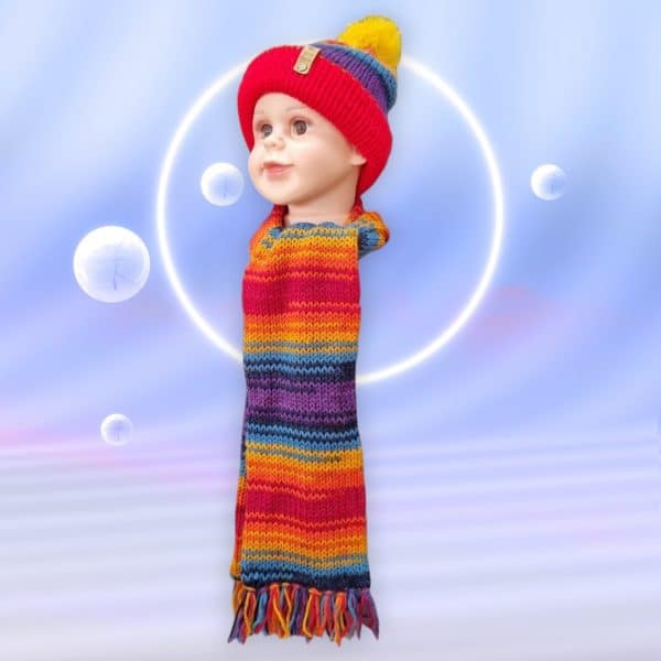 Baby Striking Mutli-Colourful Rainbow Wool Hat - Image 5