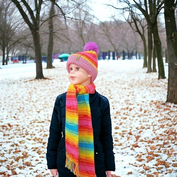 Bright Fun Colourful Rainbow Wool Hat