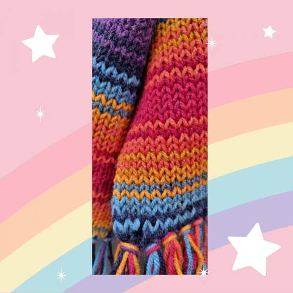 Dark Mutli-Coloured Striped Rainbow Scarves - Image 3