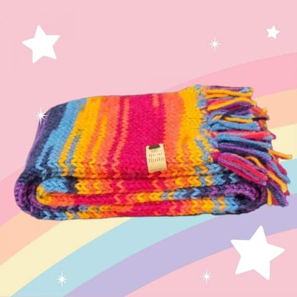 Dark Mutli-Coloured Striped Rainbow Scarves - Image 2