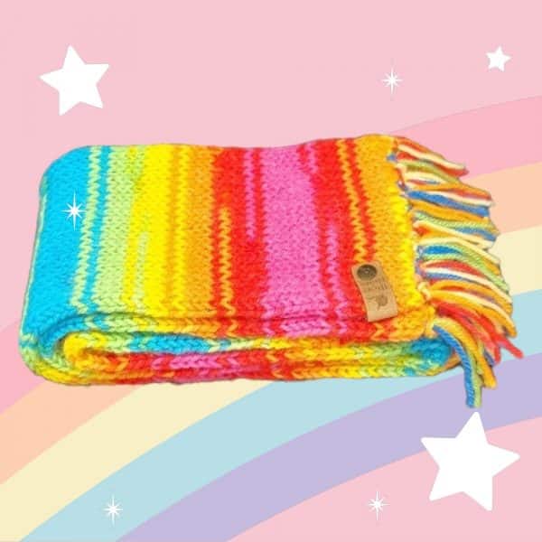 Bright Striped Colourful Rainbow Scarves - Image 3