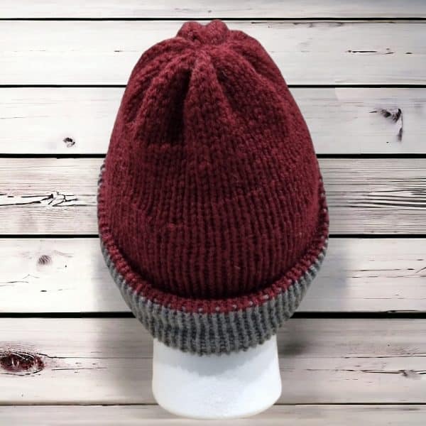 Traditional Burgundy & Charcoal Hat - Image 3