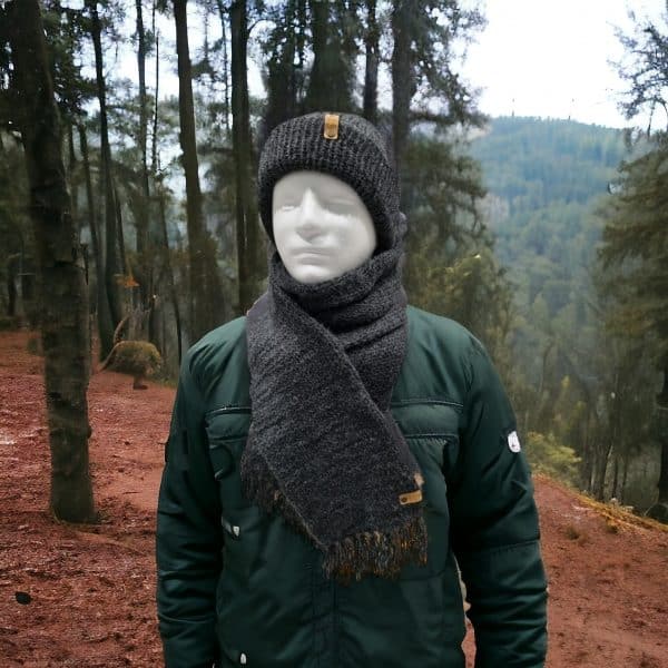 Classic Handmade Charcoal Scarf - Image 2