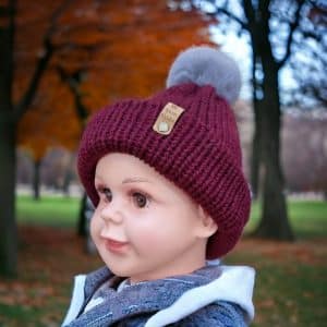 Super Soft Warm Handmade Pompom Wool Hat Burgundy