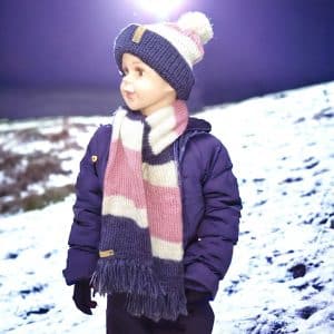 Adorable Warm Long Tasseled Purple, Cream & Pink Soft Warm Scarf