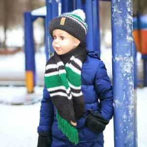 Black, White & Green Striking 3 Coloured Sports  Scarf