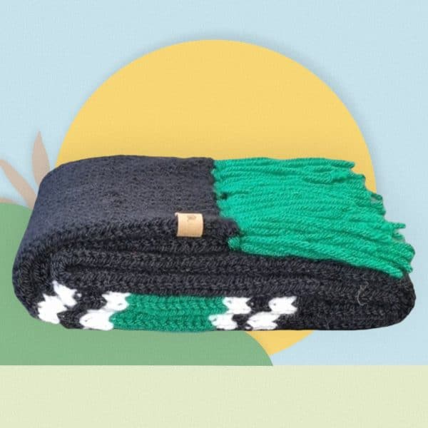 Black, White & Green Striking 3 Coloured Sports  Scarf - Image 2