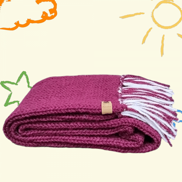 Mini Classic Handmade Wool Scarf in Burgundy, Black or Deep Purple - Image 4