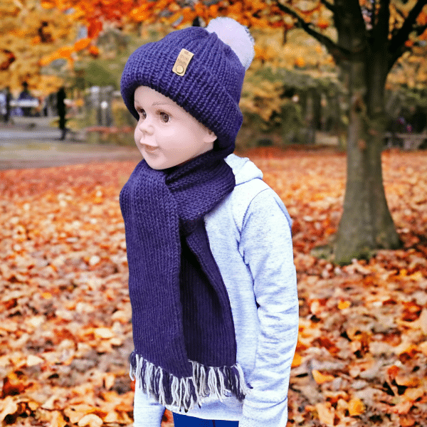 Mini Classic Handmade Wool Scarf in Burgundy, Black or Deep Purple - Image 3