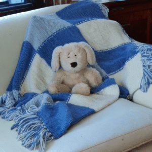 Luxuriously Soft Cashmere Feel Patchwork Multi-Use Blanket in 2 Colours - Blue & Burgundy
