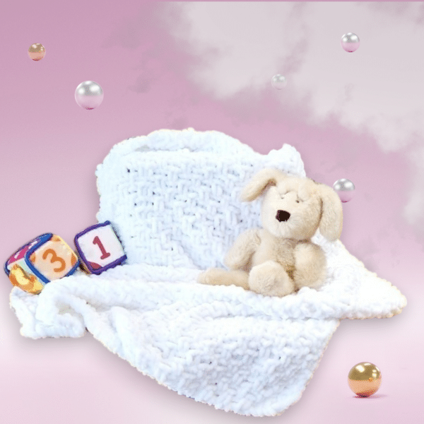 Essential Hand Knitted Multi-use Chenille Feel Blanket in 3 Colours - Pink, Blue or White - Image 3