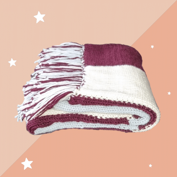 Luxuriously Soft Cashmere Feel Patchwork Multi-Use Blanket in 2 Colours - Blue & Burgundy - Image 3