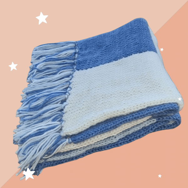 Luxuriously Soft Cashmere Feel Patchwork Multi-Use Blanket in 2 Colours - Blue & Burgundy - Image 6