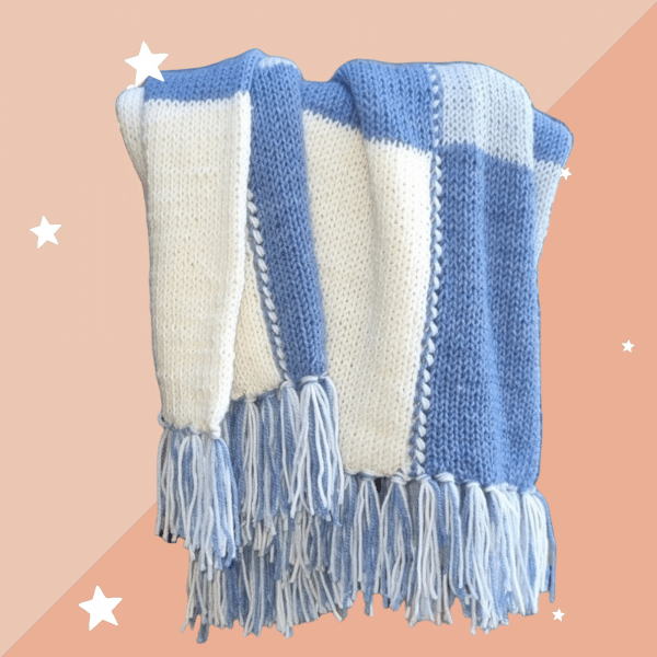 Luxuriously Soft Cashmere Feel Patchwork Multi-Use Blanket in 2 Colours - Blue & Burgundy - Image 7