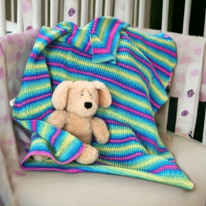 Bright Striped Multi Coloured Baby Blanket