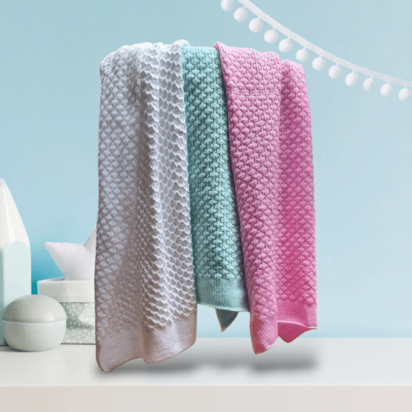 Luxurious Cashmere Feel Soft Baby Blanket in 3 Colours - Pink, White & Mint - Image 5