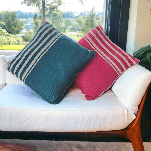 Handmade Attractive Striped Wool Cushion Cover - 2 Sizes & 3 Colours