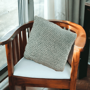 Chunky Hand Knitted Mist Green Textured Cushion Cover