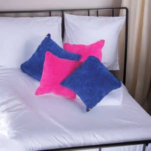 Soft Velvet Feel Comforting Cushion Cover- Dark blue and Deep Pink & 2 Sizes