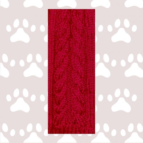 Hand knitted Fun Super Chunky 2 Cabled Dog Jumper in Rich Claret Red - Image 4