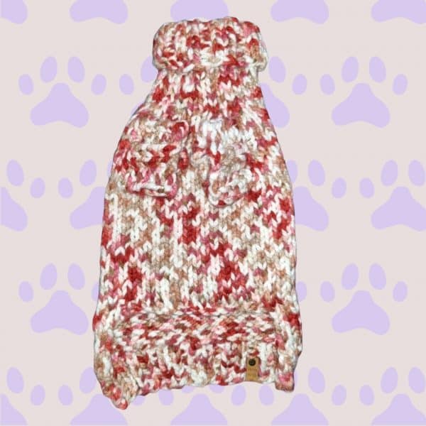 Hand knitted Chunky Warm Speckled Dog Jumper - 3 Colours Grey, Plum & Red - Image 8