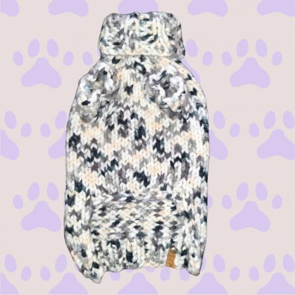 Hand knitted Chunky Warm Speckled Dog Jumper - 3 Colours Grey, Plum & Red - Image 4