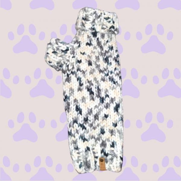 Hand knitted Chunky Warm Speckled Dog Jumper - 3 Colours Grey, Plum & Red - Image 5