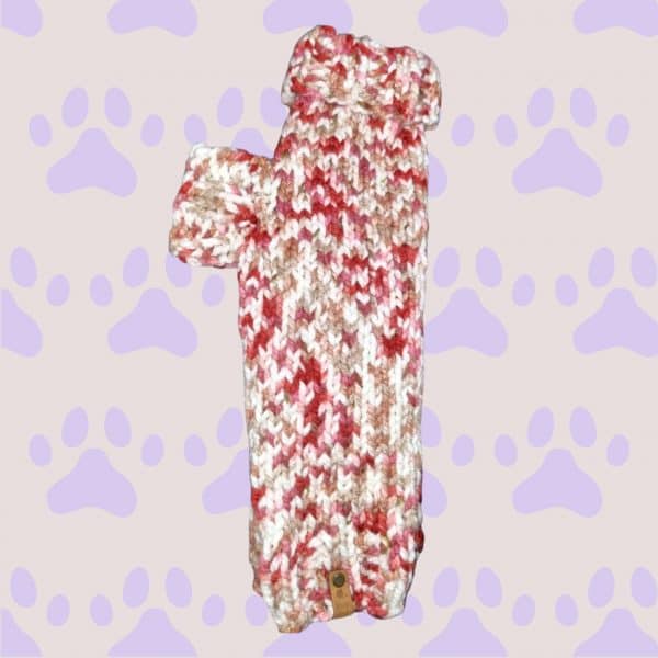Hand knitted Chunky Warm Speckled Dog Jumper - 3 Colours Grey, Plum & Red - Image 9